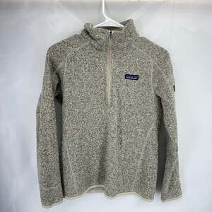 Patagonia Women S Better Sweater 1/4 Zip Pullover Beige Fleece Lined Long Sleeve